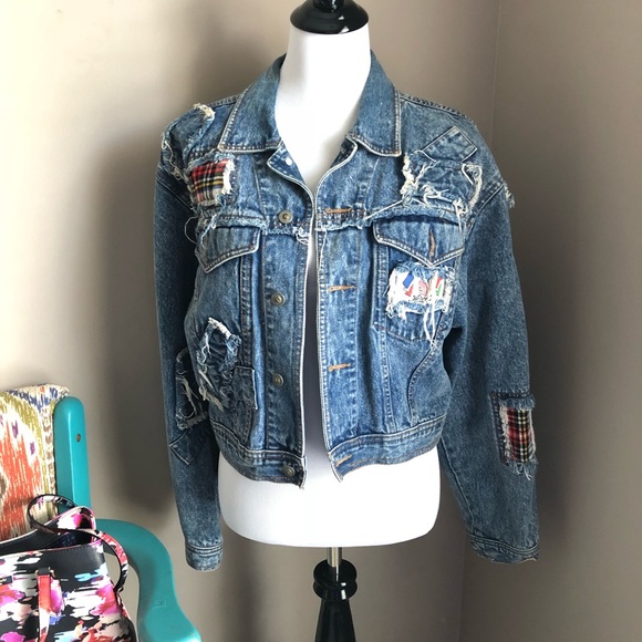 Vintage Jackets & Blazers - Vintage Mercy’s Patchwork Distressed Jean Jacket